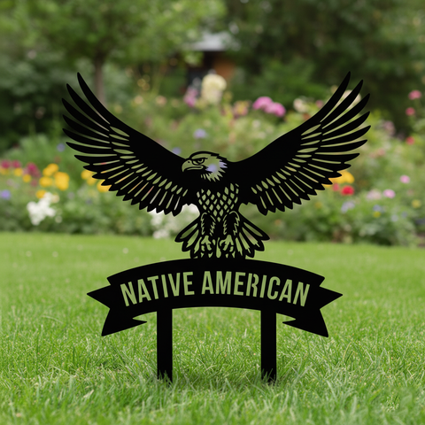 DS251020M11 Eagle Native American Metal Garden Stake Metal Sign