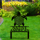 DS251020M13 Turle Native American Metal Garden Stake Metal Sign