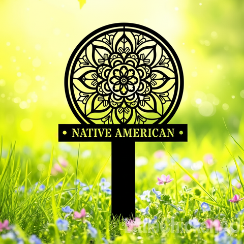 DS251020M15 Mandala Native American Metal Garden Stake Metal Sign