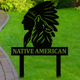 DS251020M18 Chief Wolf Native American Metal Garden Stake Metal Sign 2