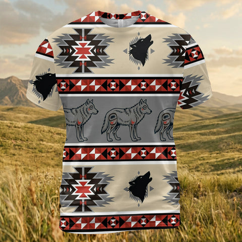 DS251110M21v2 Wolf Native American 3D T-shirt