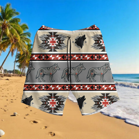 DS251110M21v2 Wolf Native American Hawaiian Shorts