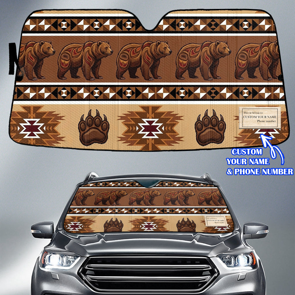 DS251110M21v3 Bear Custom Name Native American Auto Sun Shade