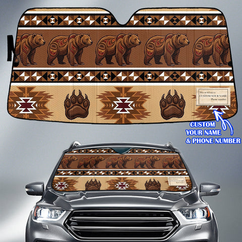 DS251110M21v3 Bear Custom Name Native American Auto Sun Shade