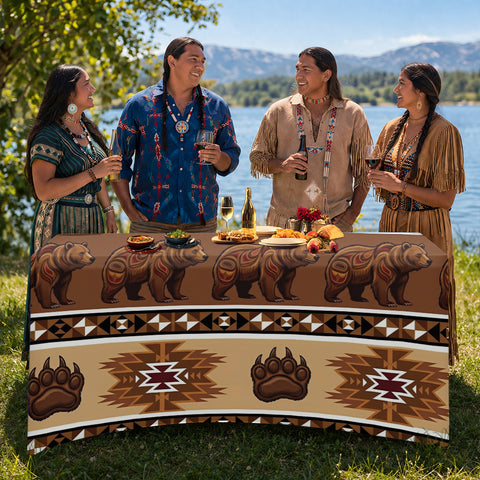 DS251110M21v3 Bear Native American Elastic Table Cover