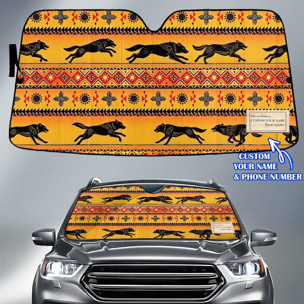 DS251211M30v2 Wolf Custom Name Native American Auto Sun Shade