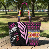 DS260206M01 Chief Native American Quilted Shoulder Tote Bag