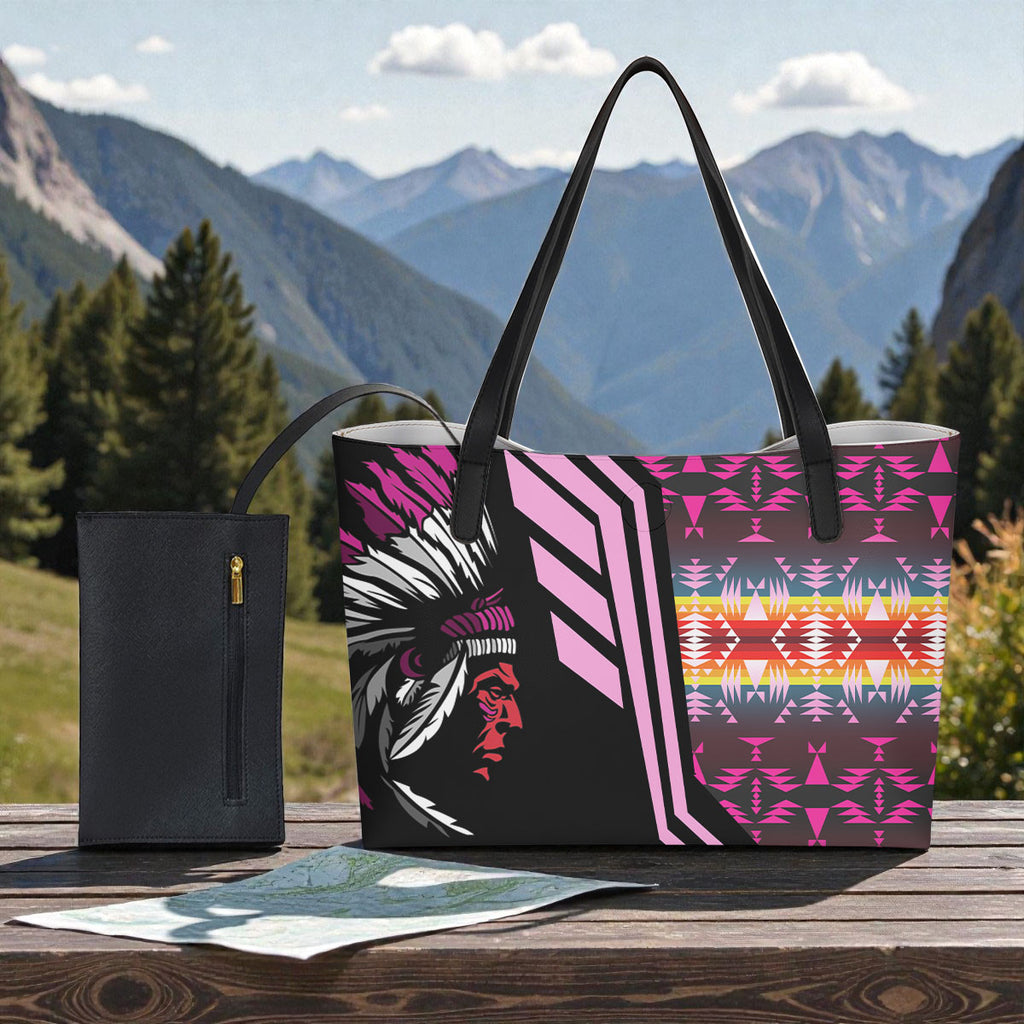 DS260206M01 Chief Native American Shopping Tote Bag With Black Mini Purse
