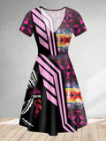 DS260206M01 Chief Native American V-neck Neck Dress
