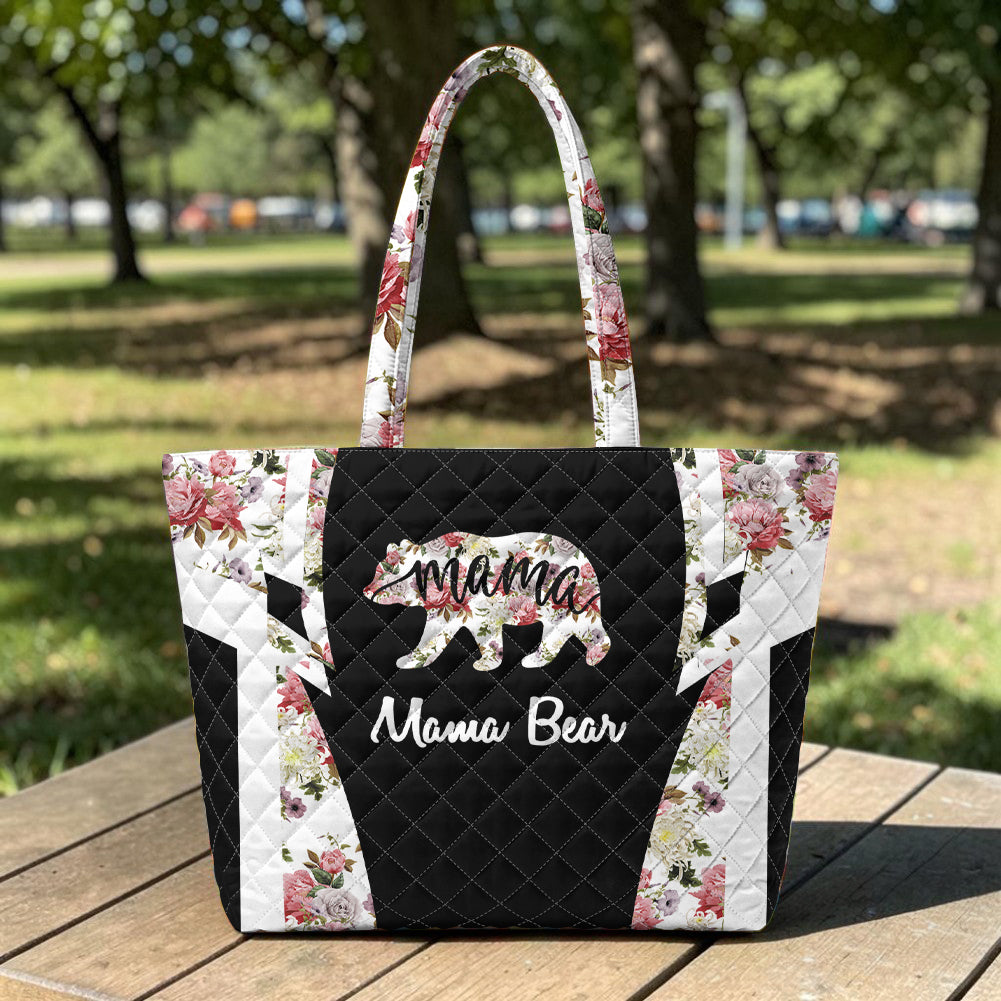 DS260206M02 Mama Bear Native American Quilted Shoulder Tote Bag