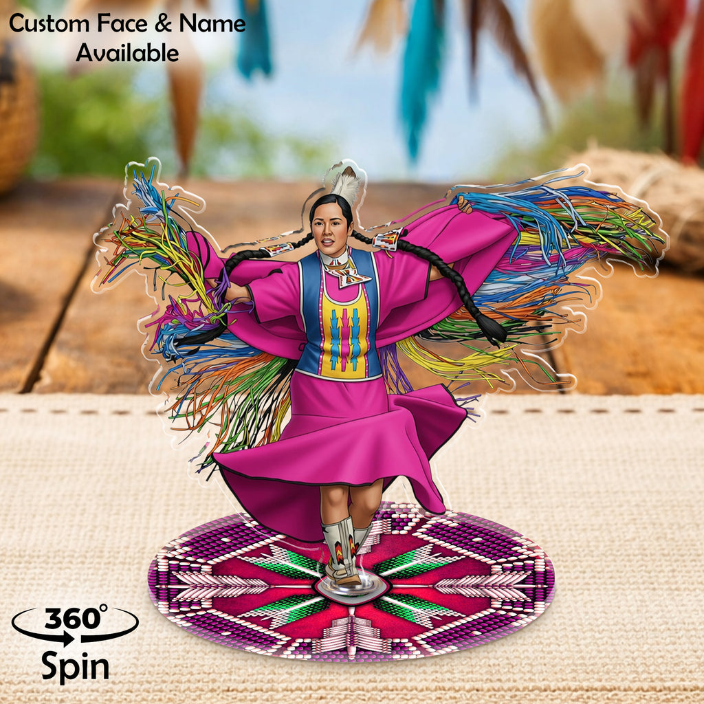 DS260312M01 Powwow Dancing 2-side Printed Acrylic Spinning Standee