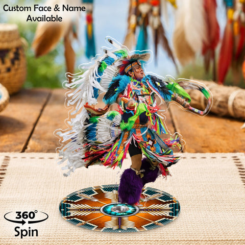 DS260312M03 Powwow Dancing 2-side Printed Acrylic Spinning Standee