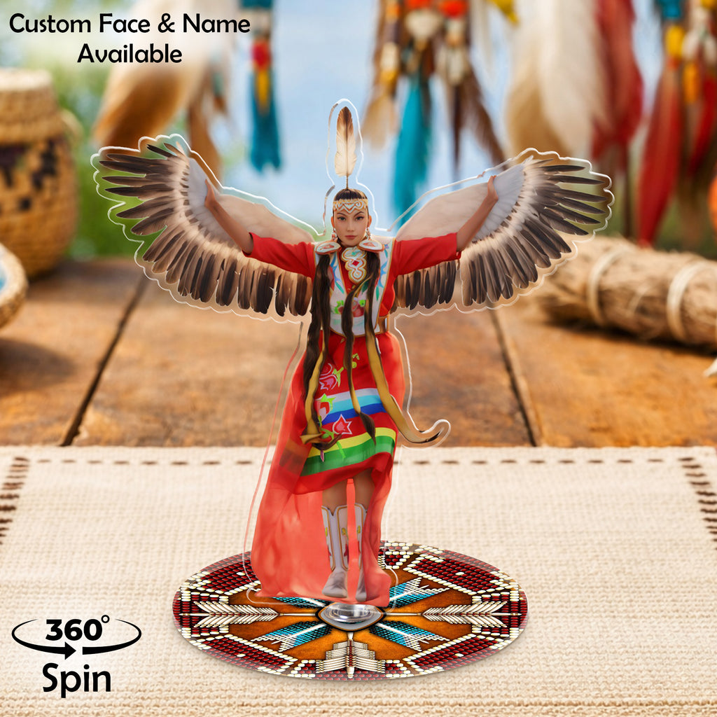 DS260312M04 Powwow Dancing 2-side Printed Acrylic Spinning Standee