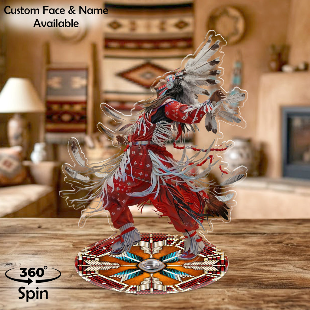DS260312M05 Powwow Dancing 2-side Printed Acrylic Spinning Standee