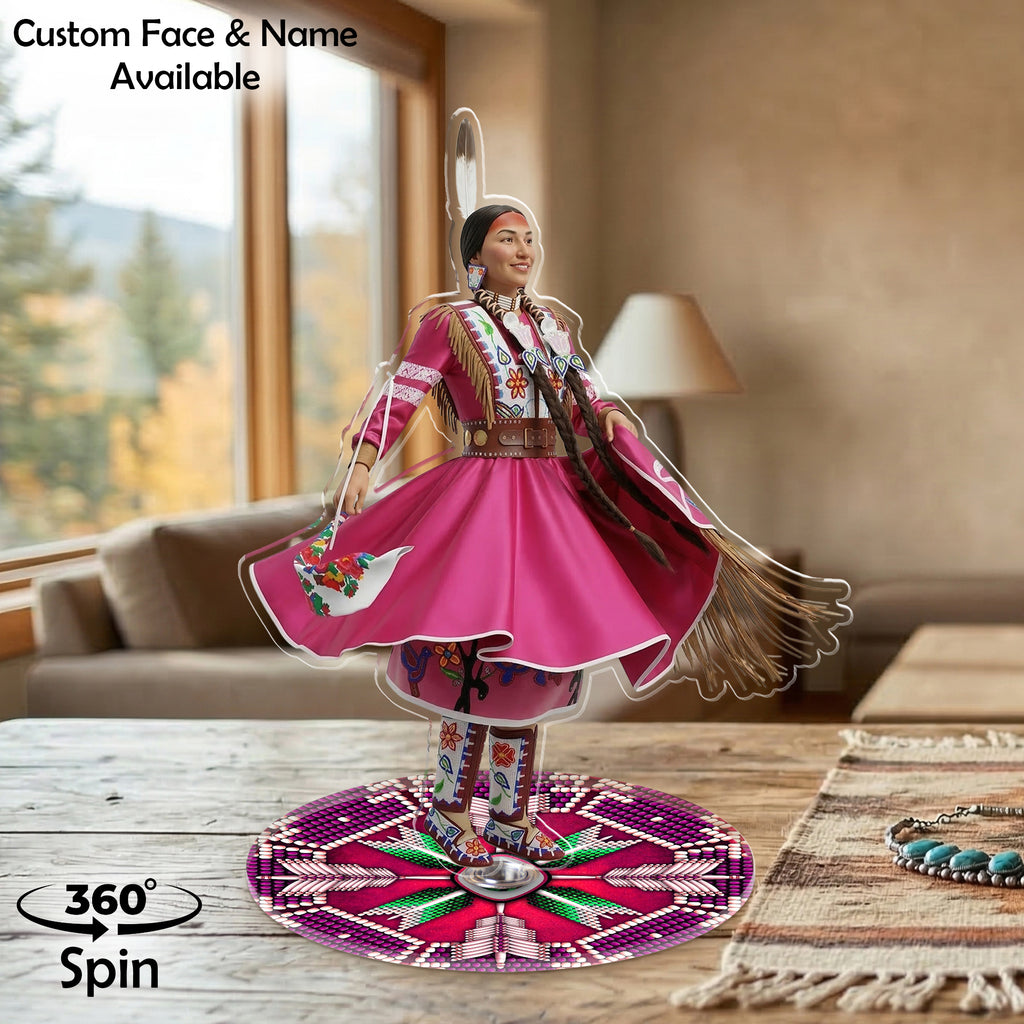 DS260312M06 Powwow Dancing 2-side Printed Acrylic Spinning Standee
