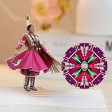 DS260312M06 Powwow Dancing 2-side Printed Acrylic Spinning Standee