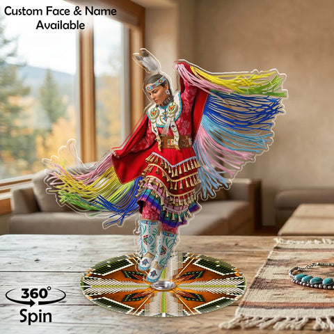 DS260312M09 Powwow Dancing 2-side Printed Acrylic Spinning Standee