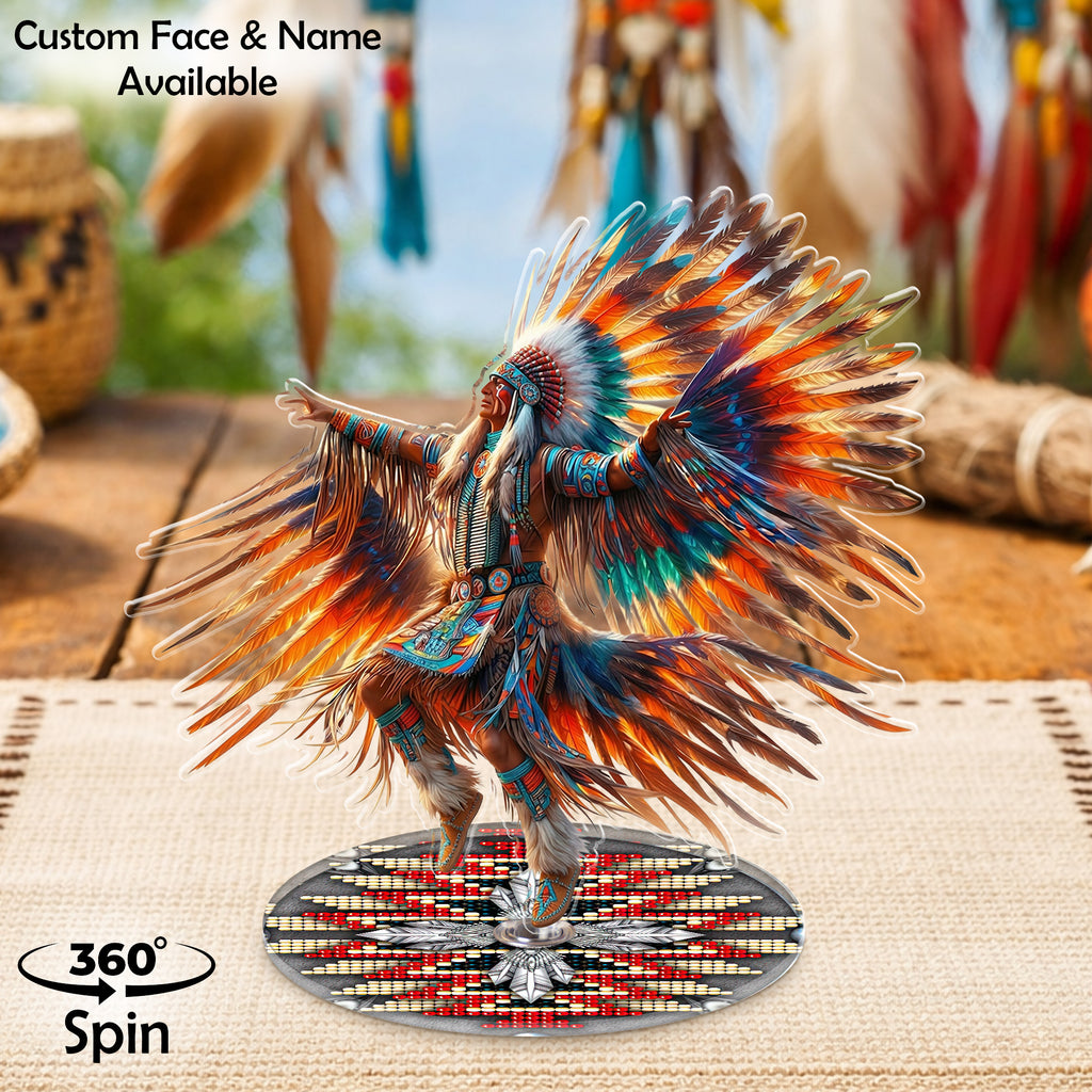 DS260312M10 Powwow Dancing 2-side Printed Acrylic Spinning Standee