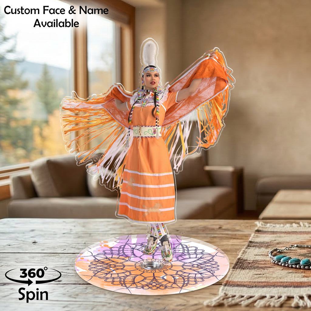 DS260312M12 Powwow Dancing 2-side Printed Acrylic Spinning Standee