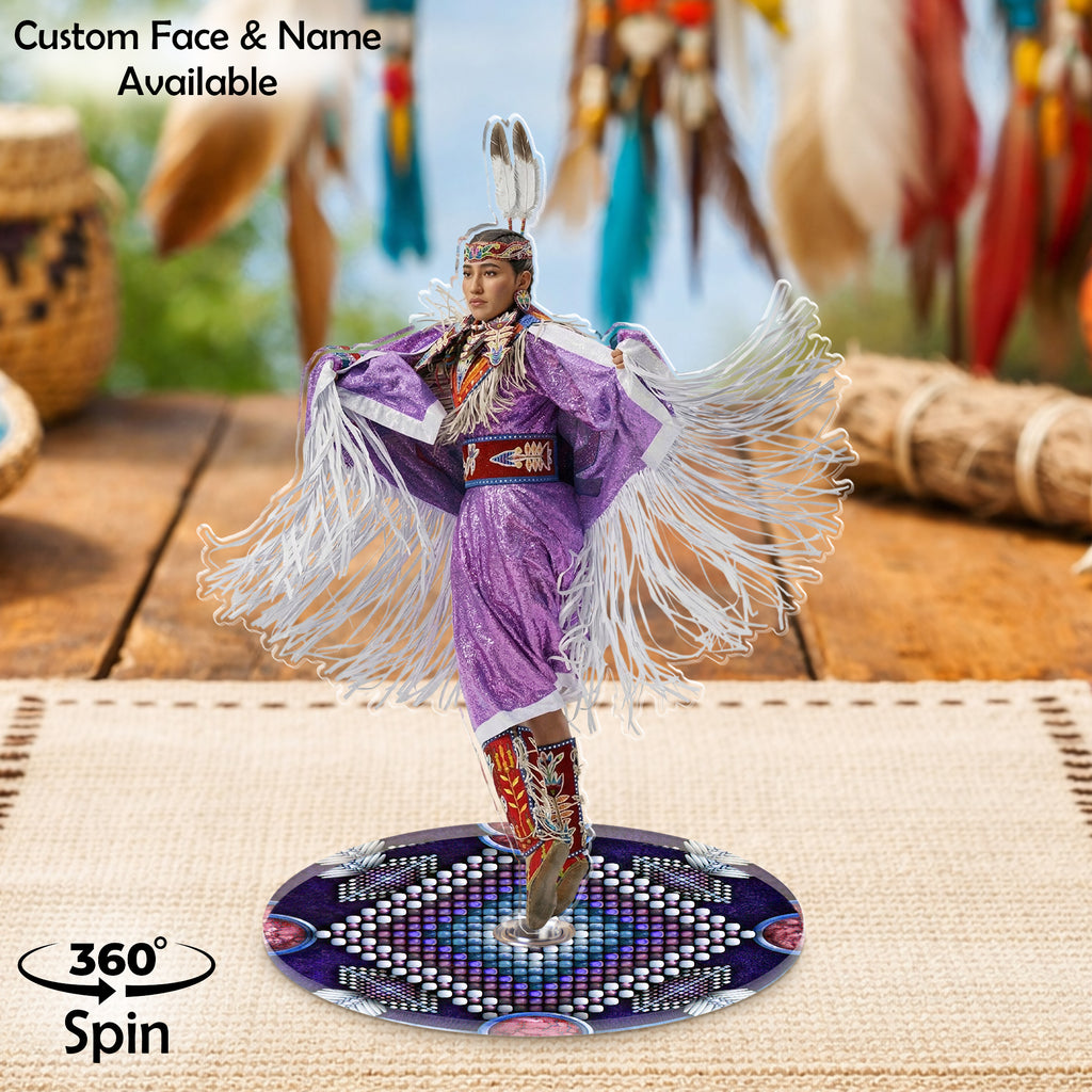 DS260312M15 Powwow Dancing 2-side Printed Acrylic Spinning Standee