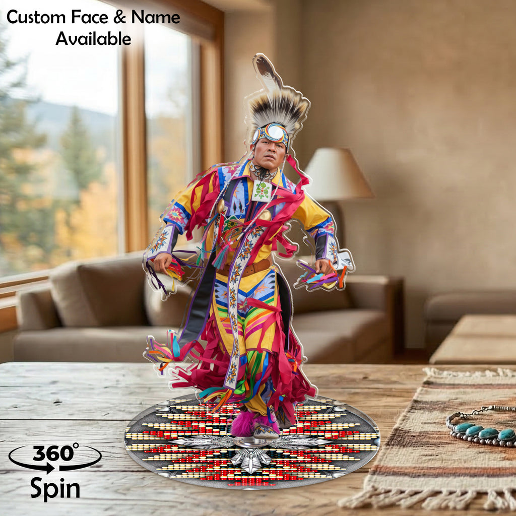 DS260312M16 Powwow Dancing 2-side Printed Acrylic Spinning Standee
