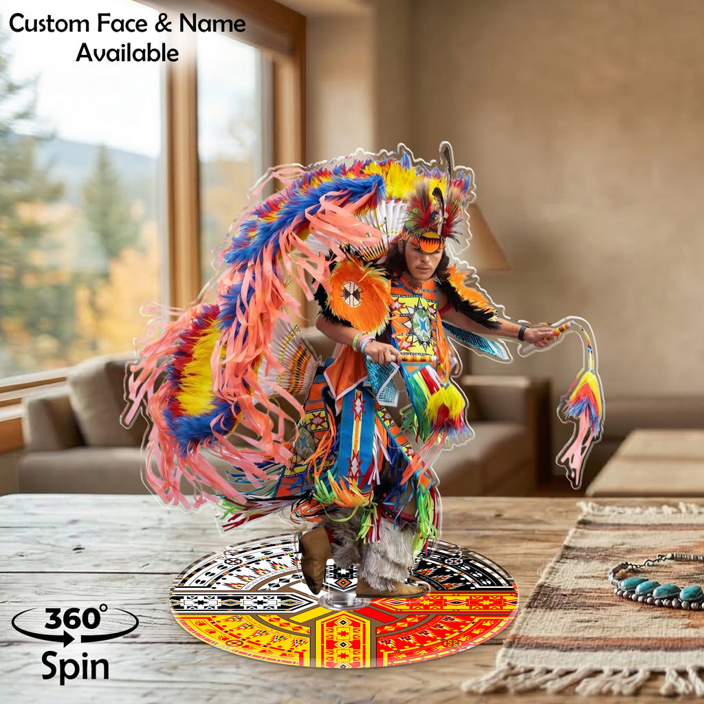 DS260312M17 Powwow Dancing 2-side Printed Acrylic Spinning Standee