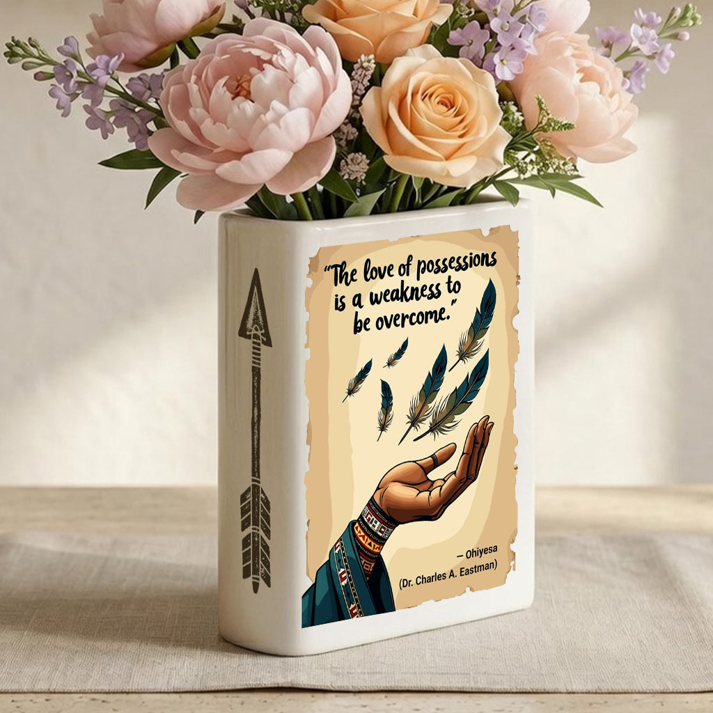 DS260317M01 Native American Ceramic Book-Shaped Vase