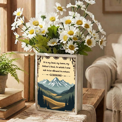 DS260317M03 It is My Land Native American Ceramic Book-Shaped Vase