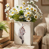 DS260317M06 Feather Native American Ceramic Book-Shaped Vase