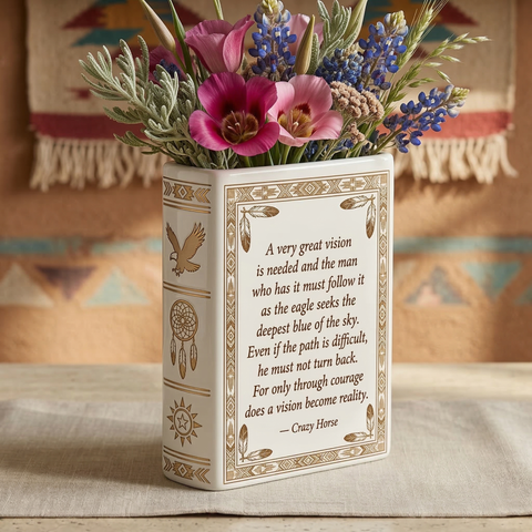 DS260318M07 A very great vision Native American Ceramic Book-Shaped Vase