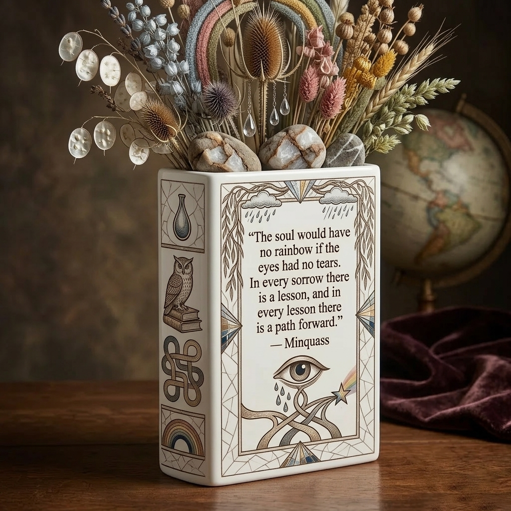 DS260318M14 The soul would have no rainbow Native American Ceramic Book-Shaped Vase