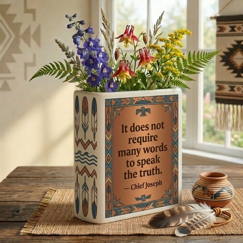 DS260319M12 It does not require many words Native American Ceramic Book-Shaped Vase