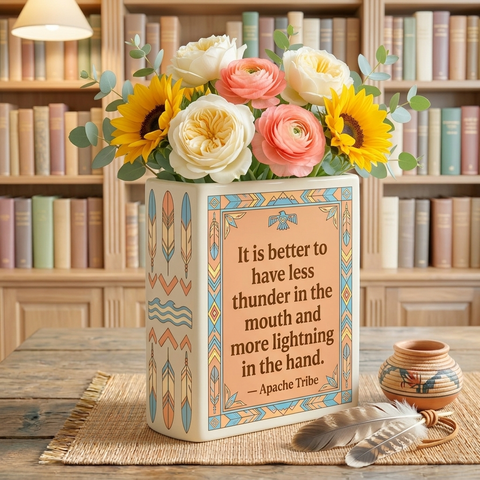 DS260319M14 It is better to have less Native American Ceramic Book-Shaped Vase