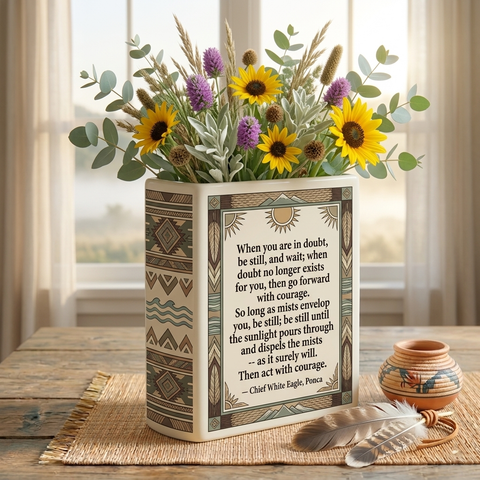 DS260319M15 When you are in doubt Native American Ceramic Book-Shaped Vase
