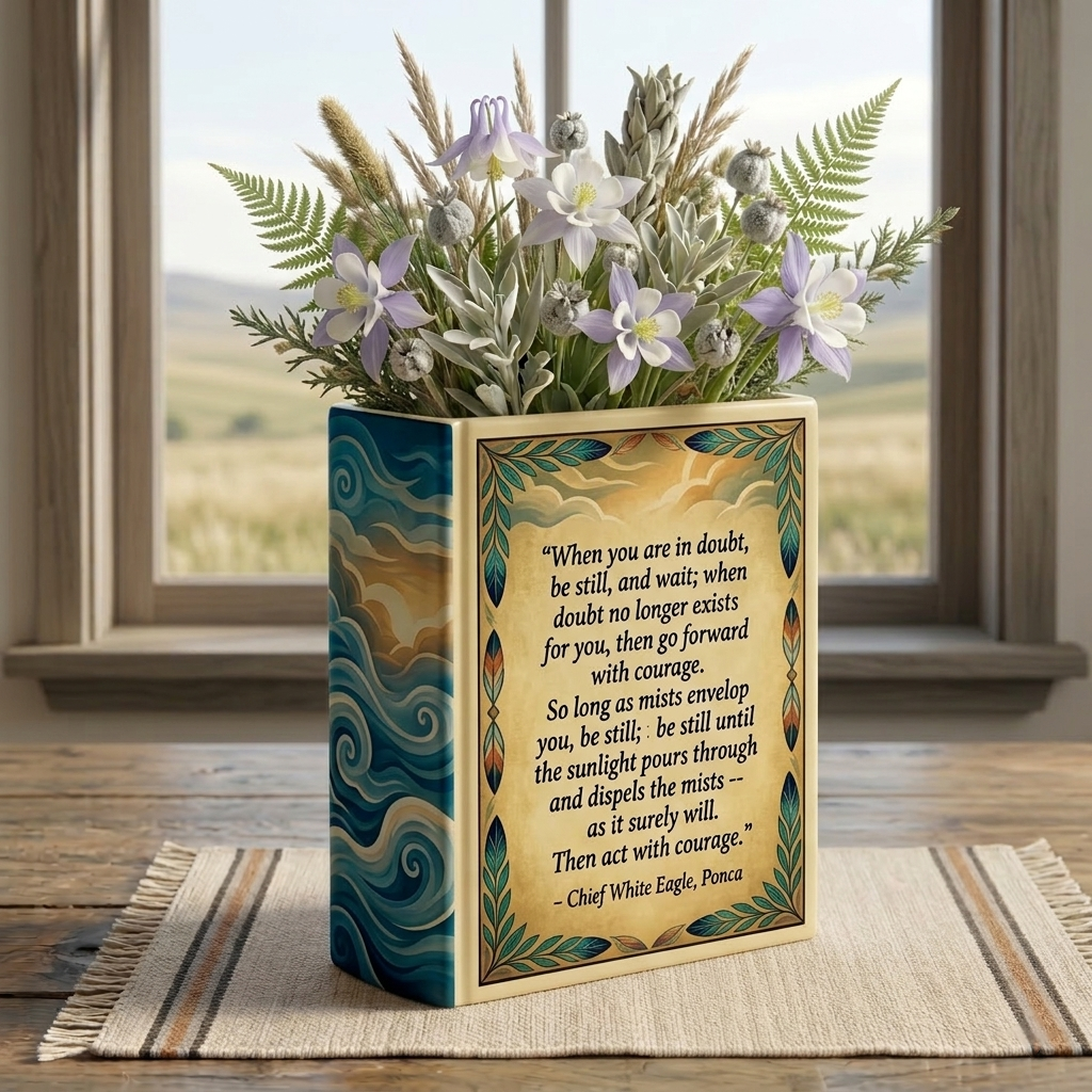 DS260320M01 When you are in doubt Native American Ceramic Book-Shaped Vase