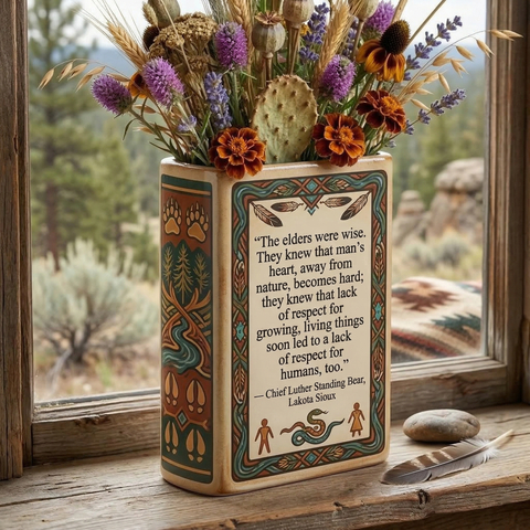 DS260320M12 The elders were wise Native American Ceramic Book-Shaped Vase