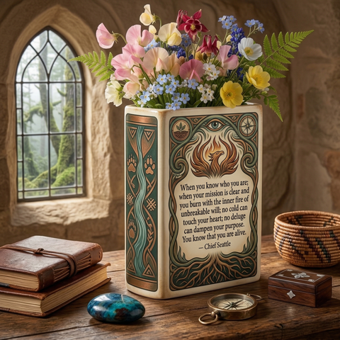 DS260320M13 When you know who you are Native American Ceramic Book-Shaped Vase