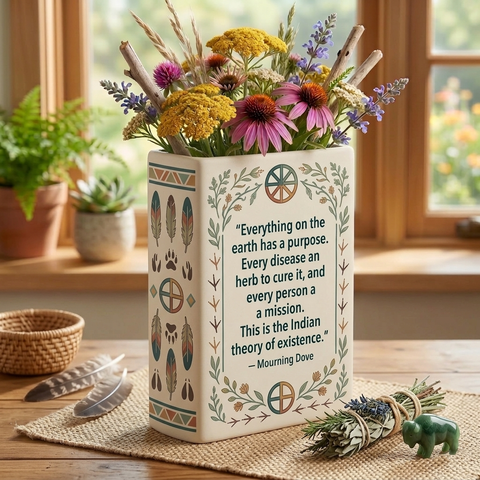 DS260320M15 Everything on the earth Native American Ceramic Book-Shaped Vase