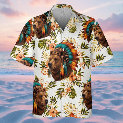 DS260407M01 Bear Chief Native American Hawaiian Shirt 3D