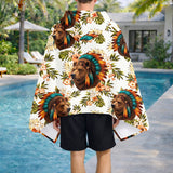 DS260407M01 Bear Chief Tropical Native American Hooded Towel Poncho