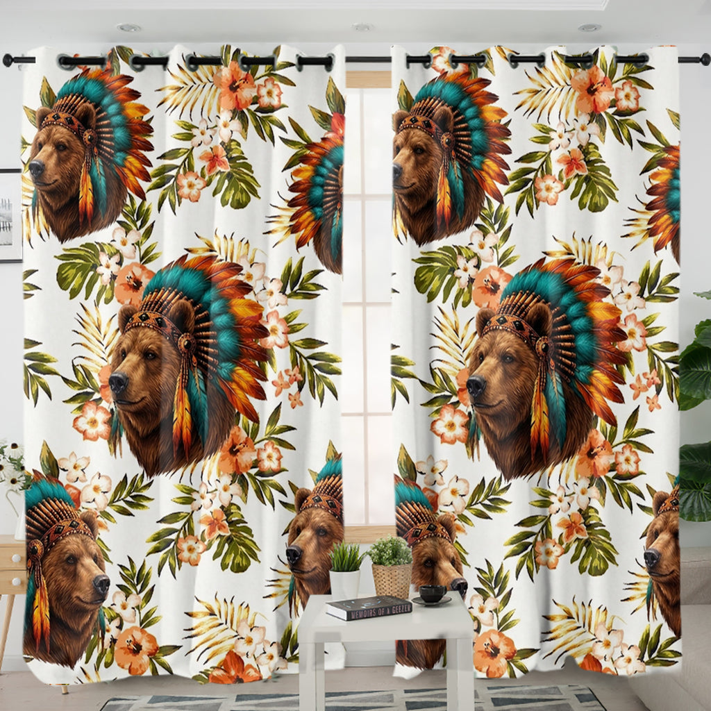 DS260407M01 Bear Native American Living Room Curtain