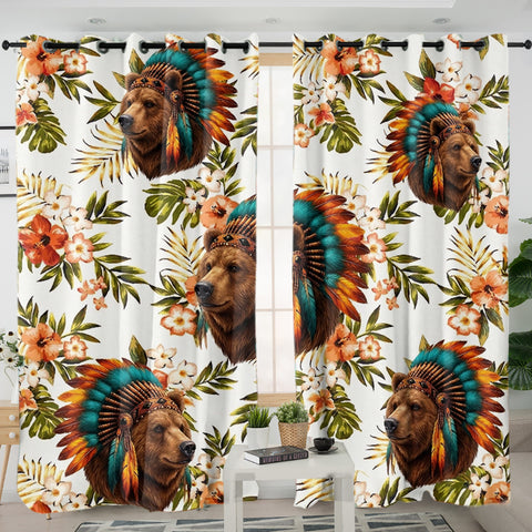 DS260407M01 Bear Native American Living Room Curtain