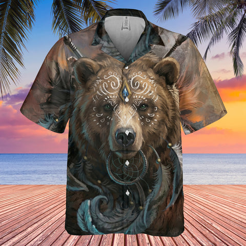 DS260408M02 Bear Warrior Native American Hawaiian Shirt 3D