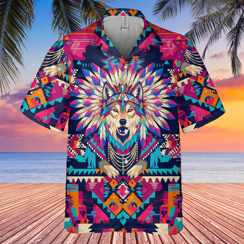 DS260408M03 Wolf Chief Native American Hawaiian Shirt 3D