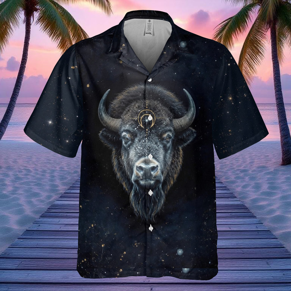 DS260408M04 Bison Galaxy Native American Hawaiian Shirt 3D