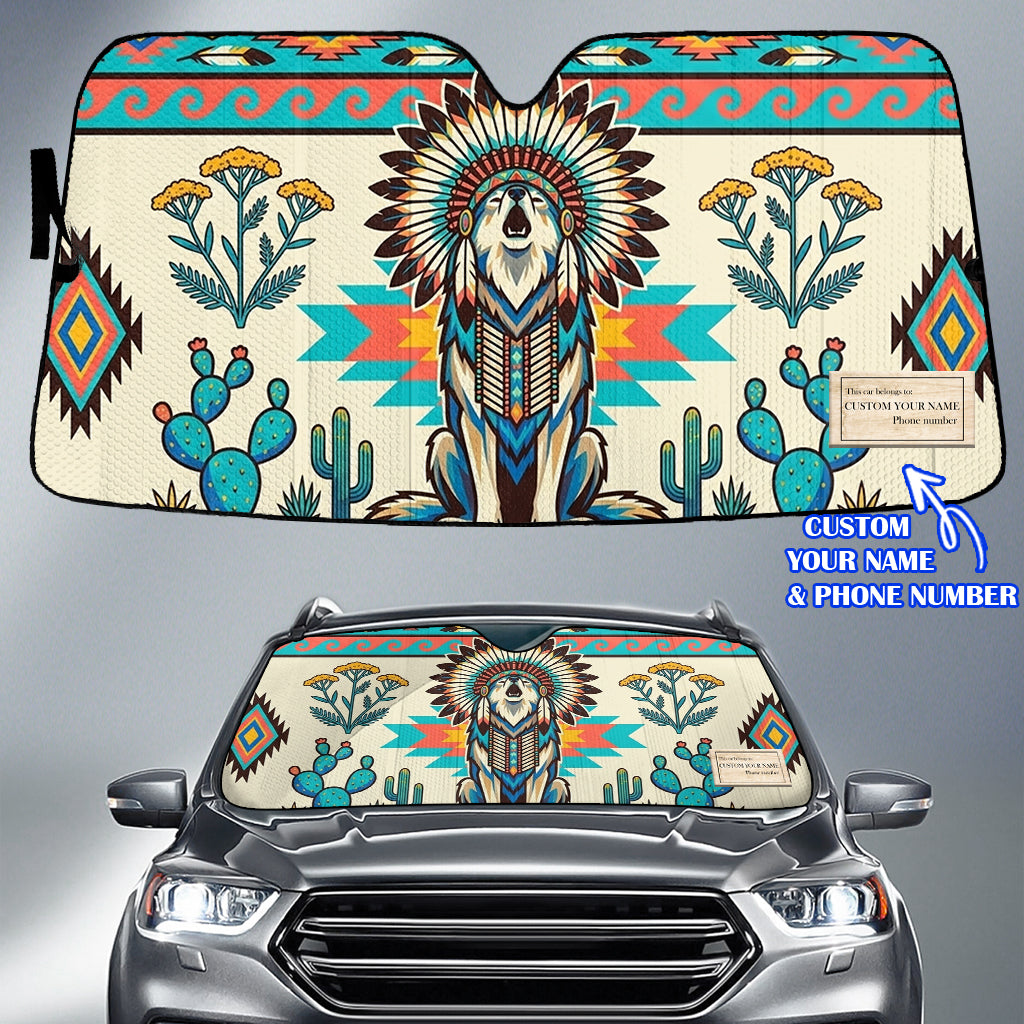 DS260408M07 Wolf Chief Custom Name Native American Auto Sun Shade