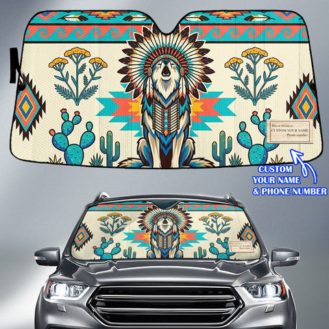 DS260408M07 Wolf Chief Custom Name Native American Auto Sun Shade