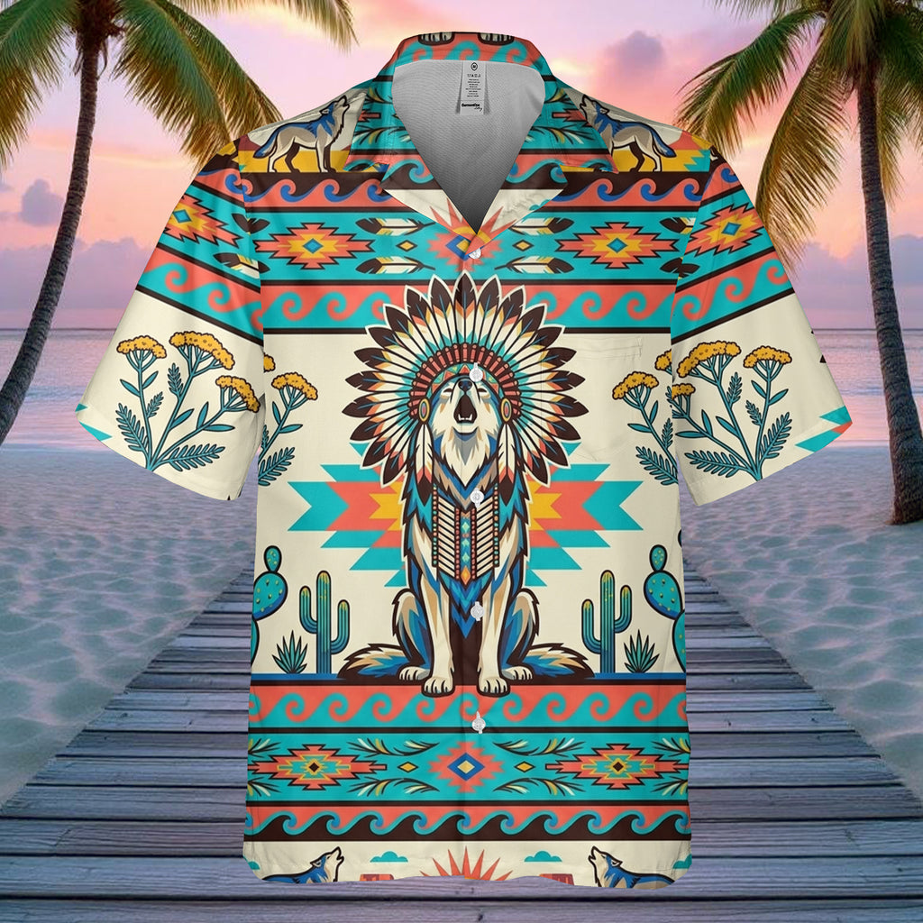 DS260408M07 Wolf Chief Native American Hawaiian Shirt 3D