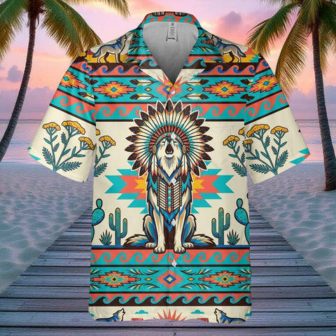 DS260408M07 Wolf Chief Native American Hawaiian Shirt 3D