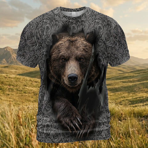 DS260408M08 Bear Native American 3D T-shirt